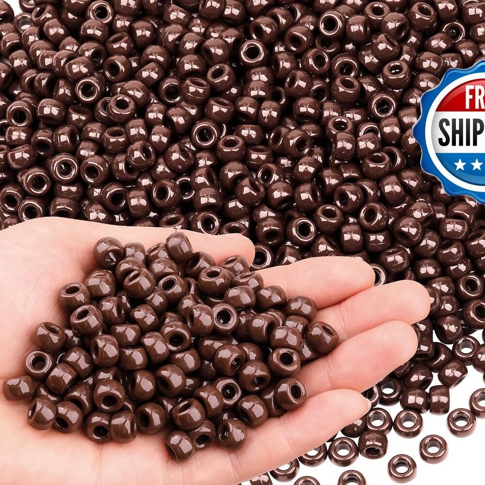 Fall Brown Pony Beads 1000 Pcs 6X9 Plastic for Jewelry Making DIY Bracelet
